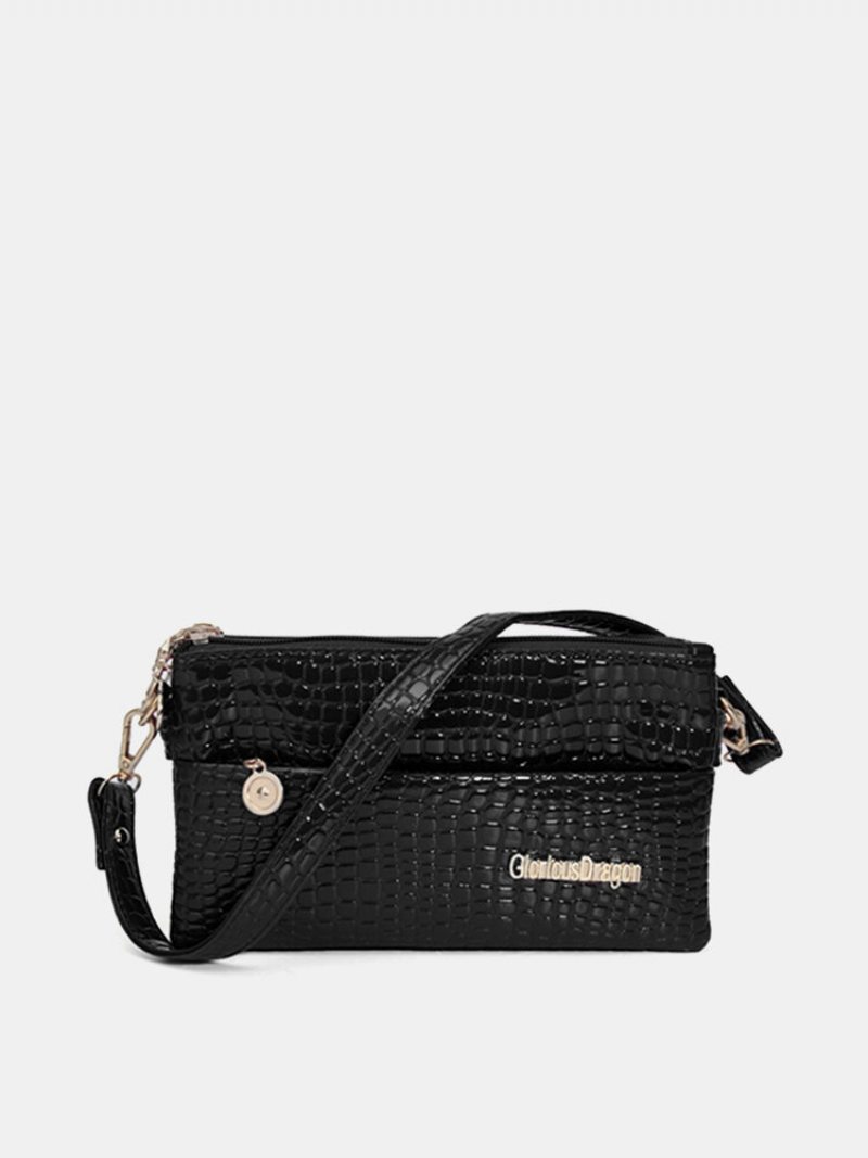 Ženy Crocodile Grain Elegantné Crossbody Tašky Na Tri Zipsy Cez Rameno Na Voľný Čas