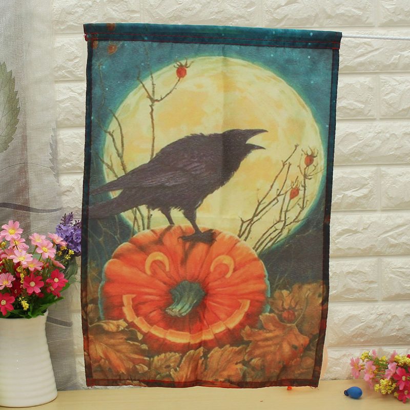 Cawwed Garden Flag Halloween Bats Full Moon Crows