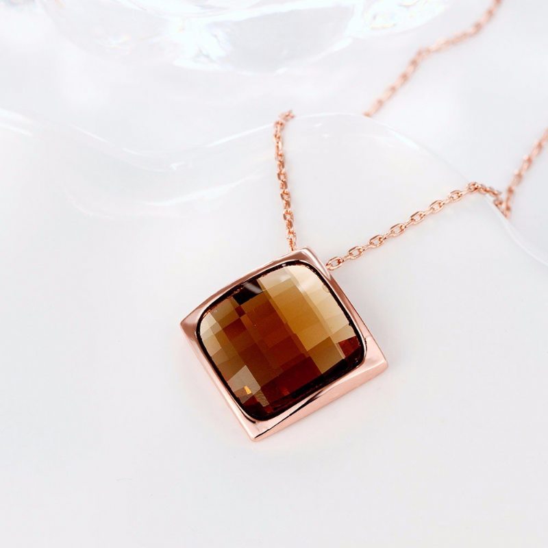 Luxusný Dámsky Náhrdelník Rhombus Rose Gold Glass Crystal