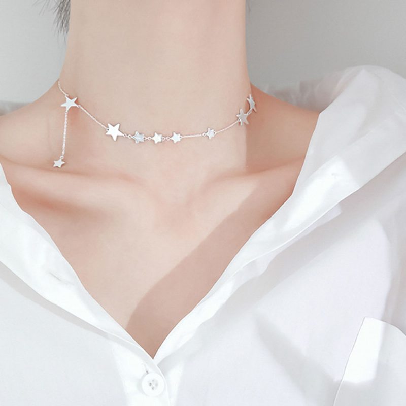 Náhrdelník Lucky Star Choker Originál Sterling Ornament S S925 Silver Pre Ženy Dievčatá