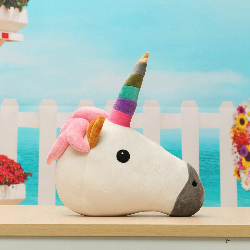 Vankúš Unicorn Emoji Throw Rainbow Pink Poop Emoticon 32 cm